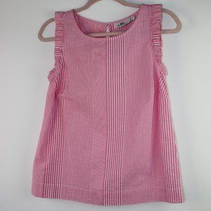 Vineyard Vines Pink Seersucker Ruffle Sleeve Top